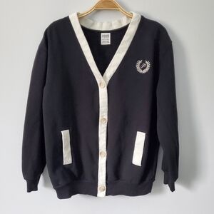 Victoria's Secret PINK Oversized Boyfriend Cardigan EUC Size XS Academia B&W